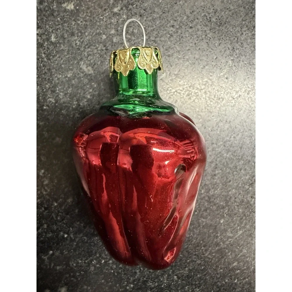 Vintage Blown Glass Vegetable Christmas Ornaments Set of 3 Carrot Pepper Corn 4